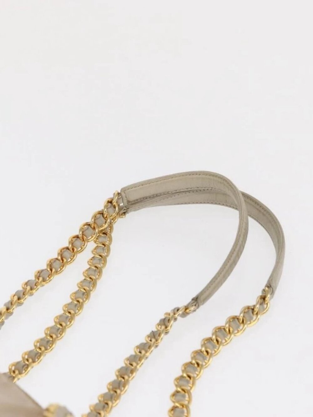 PRADA Chain Shoulder Bag Nylon Beige Gold Auth - Picture 10 of 16